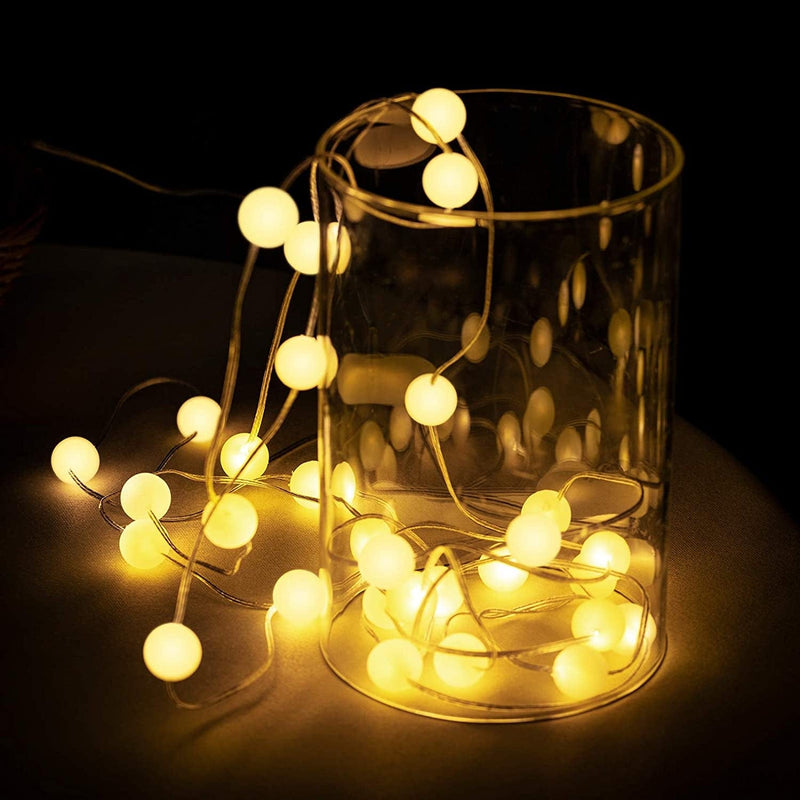 Hiboom Globe String Lights for Bedroom, Christmas Decoration Ball Lights 10 Ft 30 Leds 8 Lighting Modes Battery Operated Fairy Light with Remote Timer for Indoor Garden Party Decor