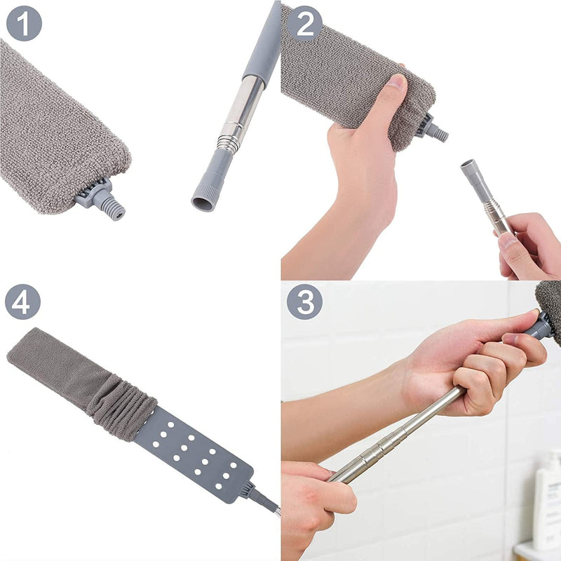 Hica Dust Cleaner Retractable Gap Dust Cleaning Artifact Flexible from 25 to 60 Inches Microfiber Hand Duster Removable and Washable Gap Cleaning Brush for Home & Kitchen Home & Garden > Household Supplies > Household Cleaning Supplies Hica   