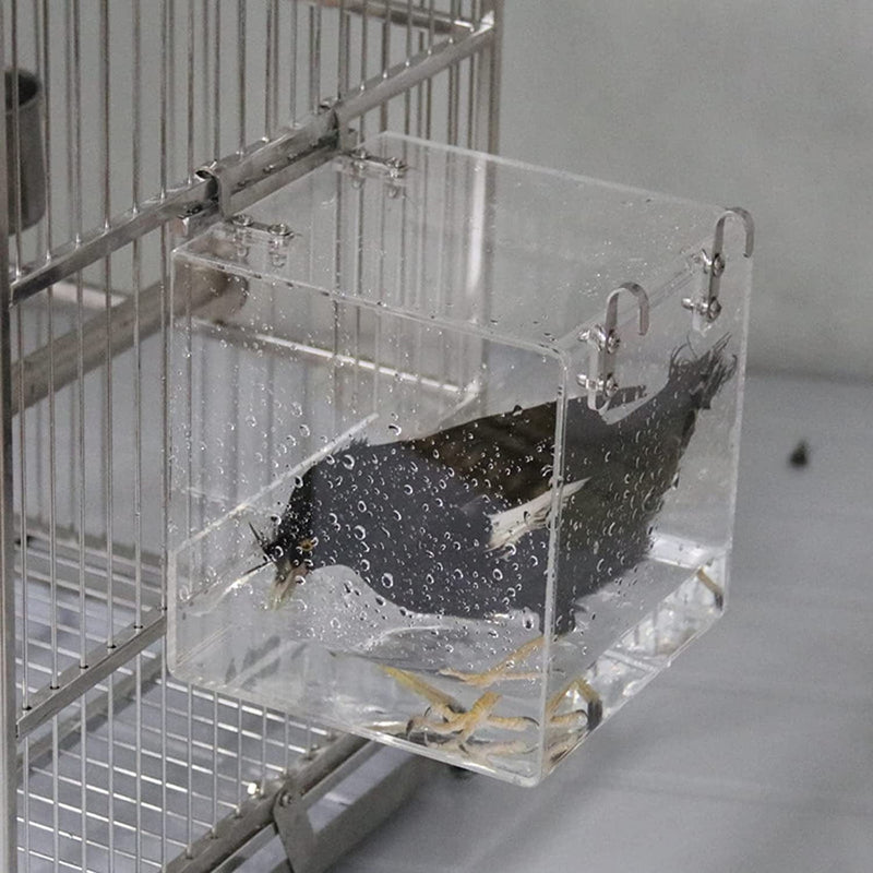 Hislaves Bird Bath Easy Installation Wide Application Plastic Visible Bird Shower Cage Parrot Accessories Animals & Pet Supplies > Pet Supplies > Bird Supplies > Bird Cages & Stands Hislaves   