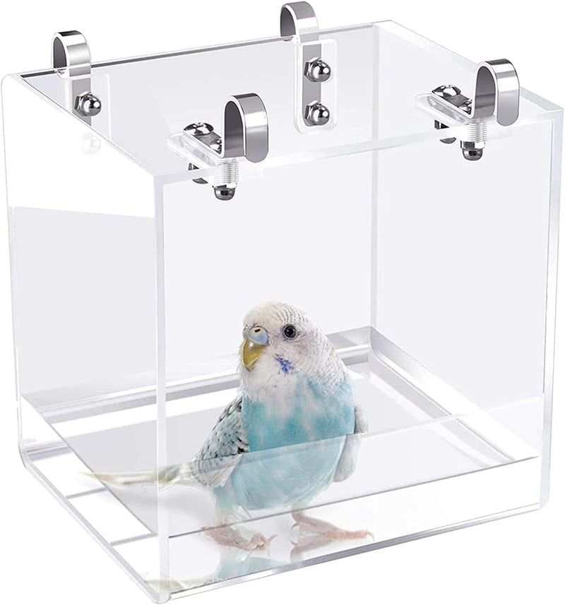 Hislaves Bird Bath Easy Installation Wide Application Plastic Visible Bird Shower Cage Parrot Accessories Animals & Pet Supplies > Pet Supplies > Bird Supplies > Bird Cages & Stands Hislaves   