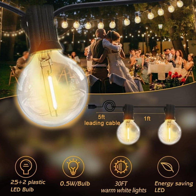 HISTAR LED Outdoor String Lights-30 Ft for Waterproof Patio Lights with 27 Plastic Bulbs(2 Spare), Shatterproof G40 Globe String Lights Decorative for Backyard Balcony Bistro Party Cafe Pergola Home & Garden > Lighting > Light Ropes & Strings HISTAR   
