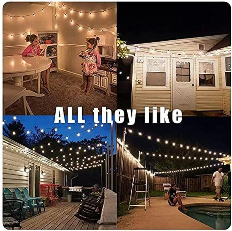 HISTAR LED Outdoor String Lights-30 Ft for Waterproof Patio Lights with 27 Plastic Bulbs(2 Spare), Shatterproof G40 Globe String Lights Decorative for Backyard Balcony Bistro Party Cafe Pergola Home & Garden > Lighting > Light Ropes & Strings HISTAR   