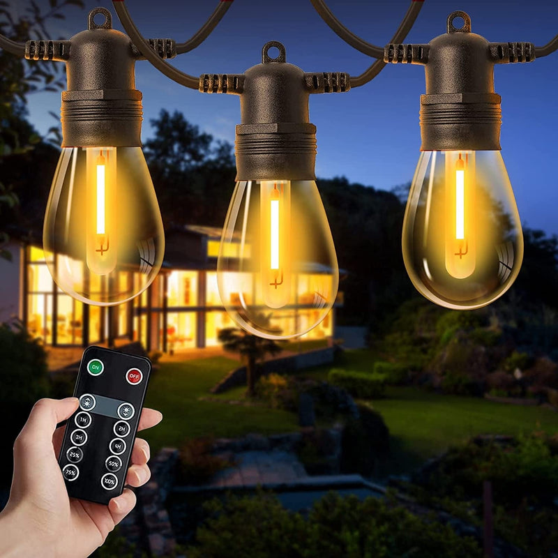 HISTAR LED Outdoor String Lights-30 Ft for Waterproof Patio Lights with 27 Plastic Bulbs(2 Spare), Shatterproof G40 Globe String Lights Decorative for Backyard Balcony Bistro Party Cafe Pergola Home & Garden > Lighting > Light Ropes & Strings HISTAR S14 100ft with remote  