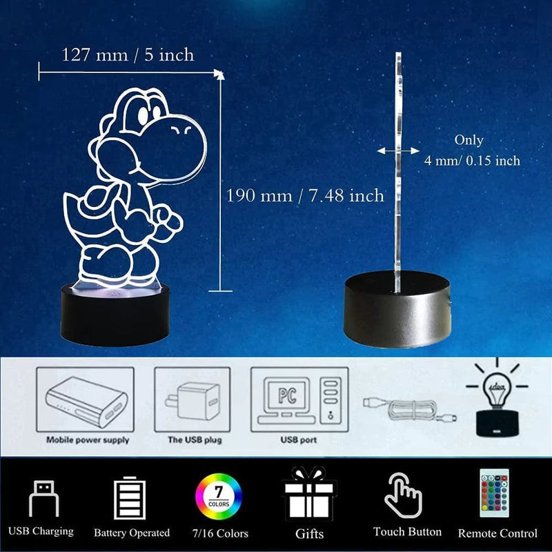 HIWXAMZ Yoshi 3D Night Light, 16 Color RGB Touch Remote Controller Yoshi Light Children'S Room Decoration Table Lamp for Christmas Lighting Gift Home & Garden > Lighting > Night Lights & Ambient Lighting HUENTANG   