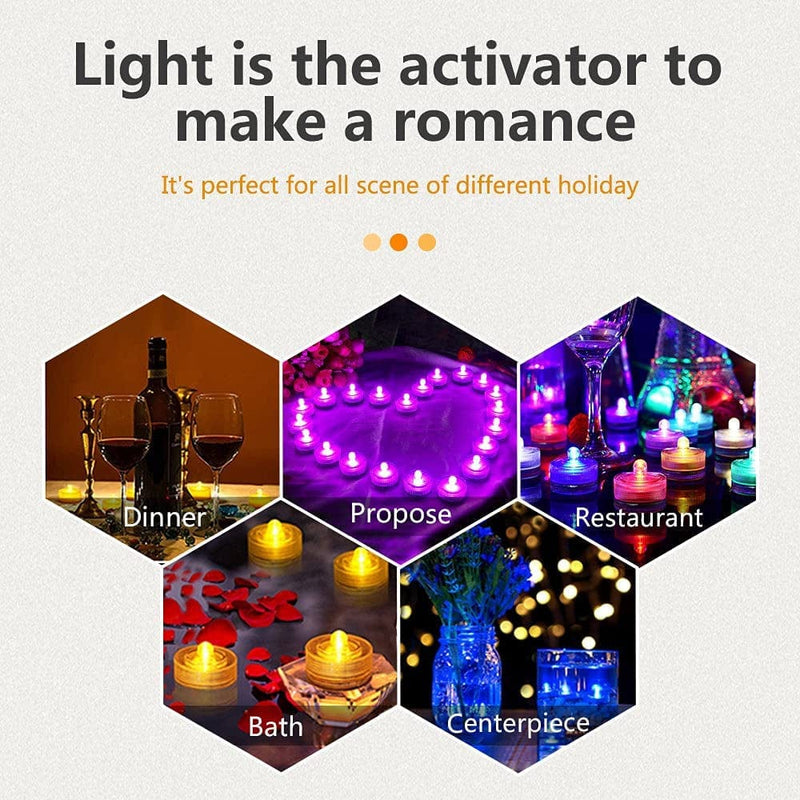 HL 24Pcs Submersible LED Light,Amber Waterproof Flameless Candle Tealights,Underwater Pool Lights for Wedding Home Vase Festival Party Decoration Home & Garden > Pool & Spa > Pool & Spa Accessories HL   