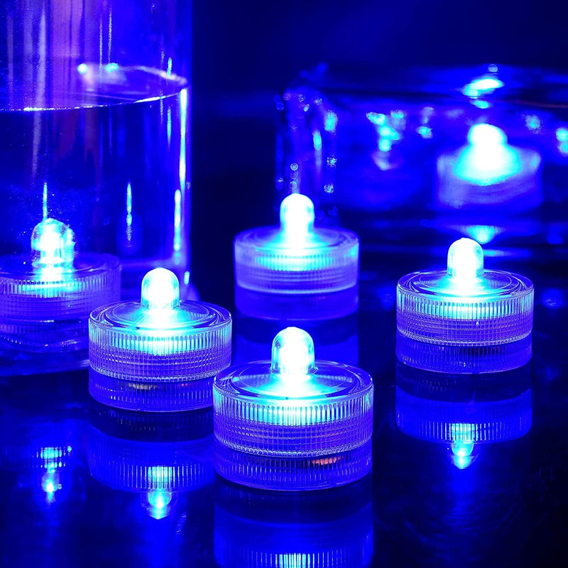 HL 24Pcs Submersible LED Light,Amber Waterproof Flameless Candle Tealights,Underwater Pool Lights for Wedding Home Vase Festival Party Decoration