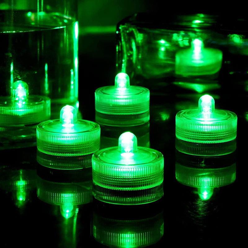 HL 24Pcs Submersible LED Light,Amber Waterproof Flameless Candle Tealights,Underwater Pool Lights for Wedding Home Vase Festival Party Decoration Home & Garden > Pool & Spa > Pool & Spa Accessories HL Green  