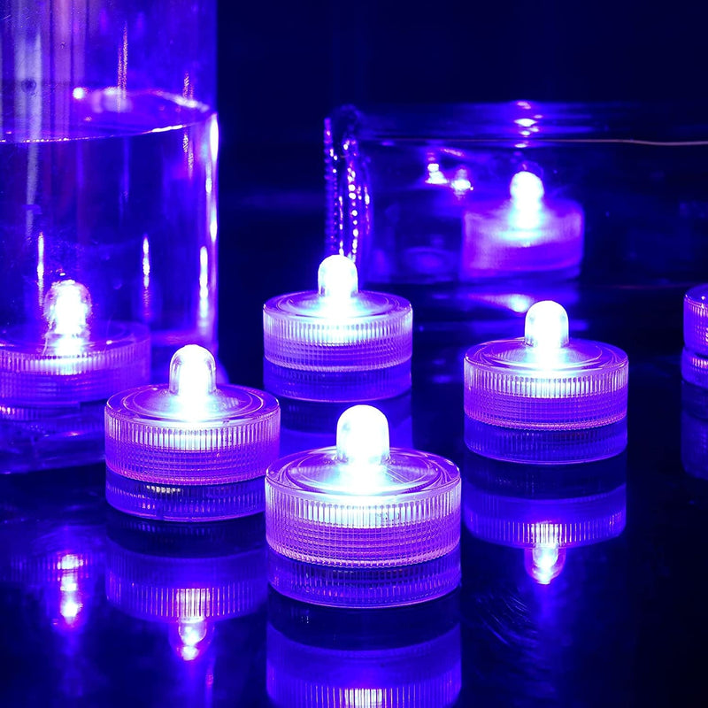 HL 24Pcs Submersible LED Light,Amber Waterproof Flameless Candle Tealights,Underwater Pool Lights for Wedding Home Vase Festival Party Decoration Home & Garden > Pool & Spa > Pool & Spa Accessories HL Purple  