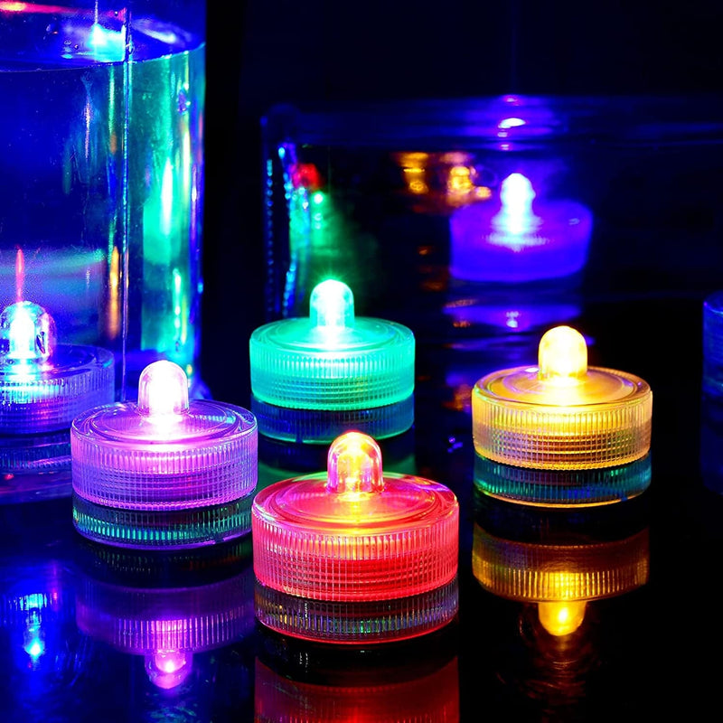 HL 24Pcs Submersible LED Light,Amber Waterproof Flameless Candle Tealights,Underwater Pool Lights for Wedding Home Vase Festival Party Decoration Home & Garden > Pool & Spa > Pool & Spa Accessories HL RGB Multi-color  