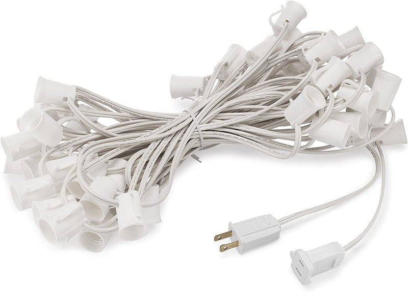 HLO Lighting C9 Light Stringer | Thick Commercial Grade SPT-2 Wire | for Use with C9 String Lights | 12" Socket Spacing | 50-Foot White Wire Home & Garden > Lighting > Light Ropes & Strings HLO Lighting White 50 Feet 