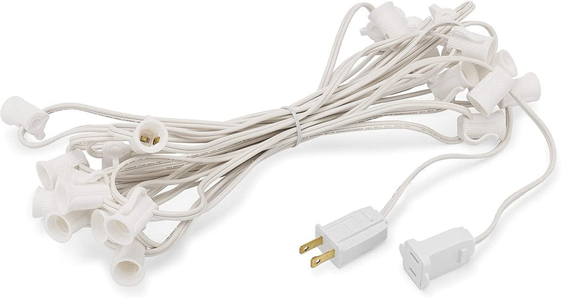 HLO Lighting C9 Light Stringer | Thick Commercial Grade SPT-2 Wire | for Use with C9 String Lights | 12" Socket Spacing | 50-Foot White Wire Home & Garden > Lighting > Light Ropes & Strings HLO Lighting White 25 Feet 