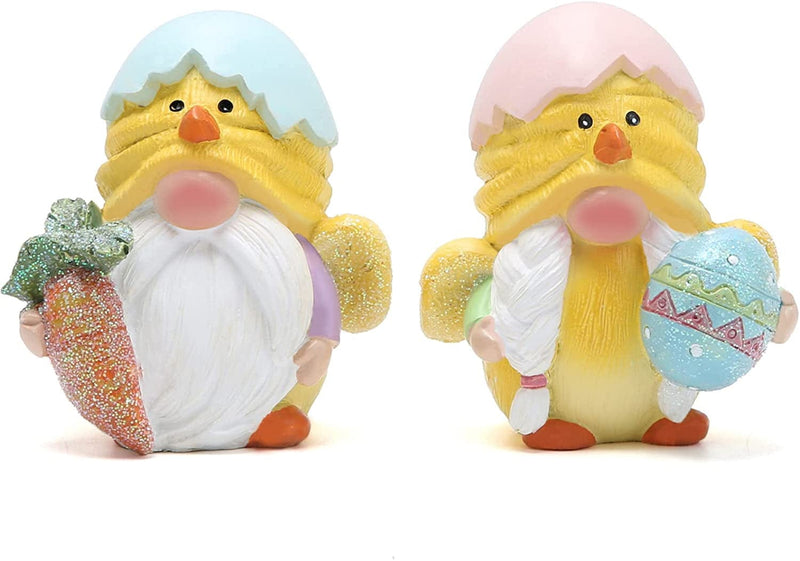 Hodao 2 PCS Easter Chick Decorations Spring Easter Chicken Decors Figurines Tabletopper Decorations for Party Home Holiday Cute Egg Easter Day Gifts Decorations Home & Garden > Decor > Seasonal & Holiday Decorations BOYON Yellow Gnomes  