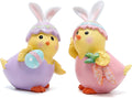 Hodao 2 PCS Easter Chick Decorations Spring Easter Chicken Decors Figurines Tabletopper Decorations for Party Home Holiday Cute Egg Easter Day Gifts Decorations Home & Garden > Decor > Seasonal & Holiday Decorations BOYON Yellow Chick  
