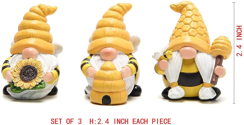 Hodao 3 PCS Bumble Bee Spring Gnome Decorations Honey Bee Gnomes Ornaments World Bee Day Decorations Gifts Fall Thanksgiving Gnomes Figurines Honey Bee Decor Bee Birthday Party Decorations Home & Garden > Decor > Seasonal & Holiday Decorations BOYON   