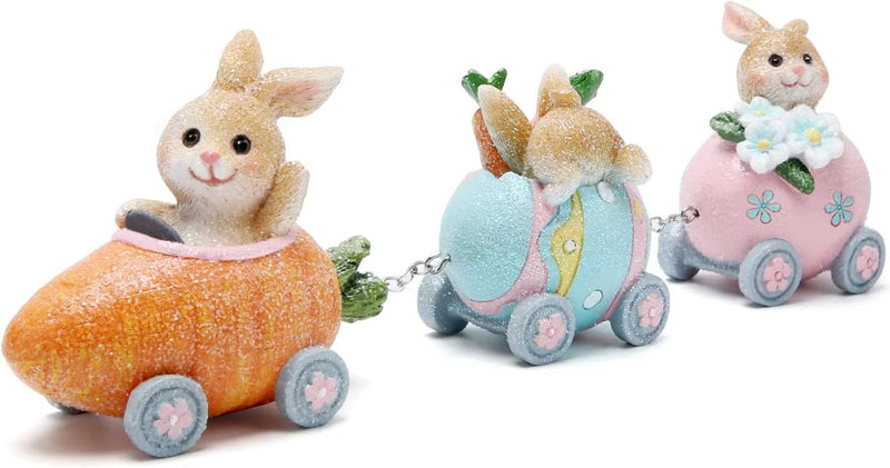 Hodao 9" Easter Day Bunny Train Decorations Easter Train Figurines Spring Bunny Decor Handmade Train Figurines for Easter Decor Gift - Easter Party Home Table Top Figurines (Brown Bunny) Home & Garden > Decor > Seasonal & Holiday Decorations BOYON Brown Bunny  