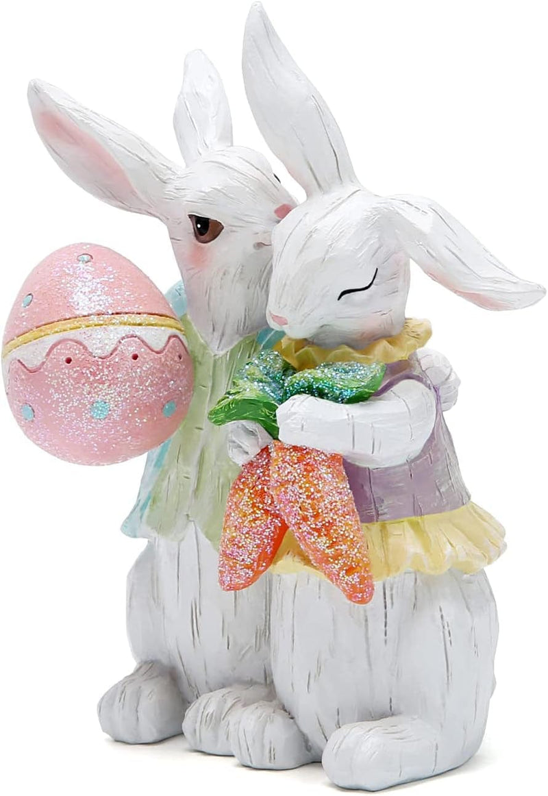 Hodao Easter Bunny Couple Decorations Spring Easter Rabbit Decors Figurines Tabletopper Decorations for Party Home Holiday Cute Rabbit Easter Day Couple Gifts Decorations Home & Garden > Decor > Seasonal & Holiday Decorations BOYON   