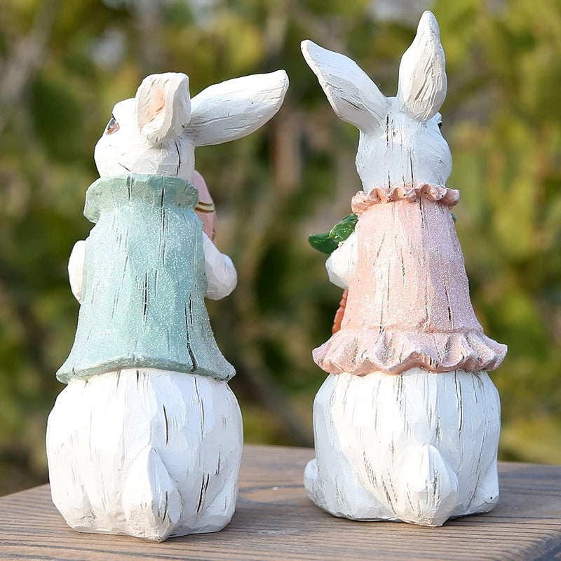 Hodao Easter Bunny Decorations Spring Home Decor Bunny Figurines(Easter White Rabbit 2Pcs) Home & Garden > Decor > Seasonal & Holiday Decorations BOYON   