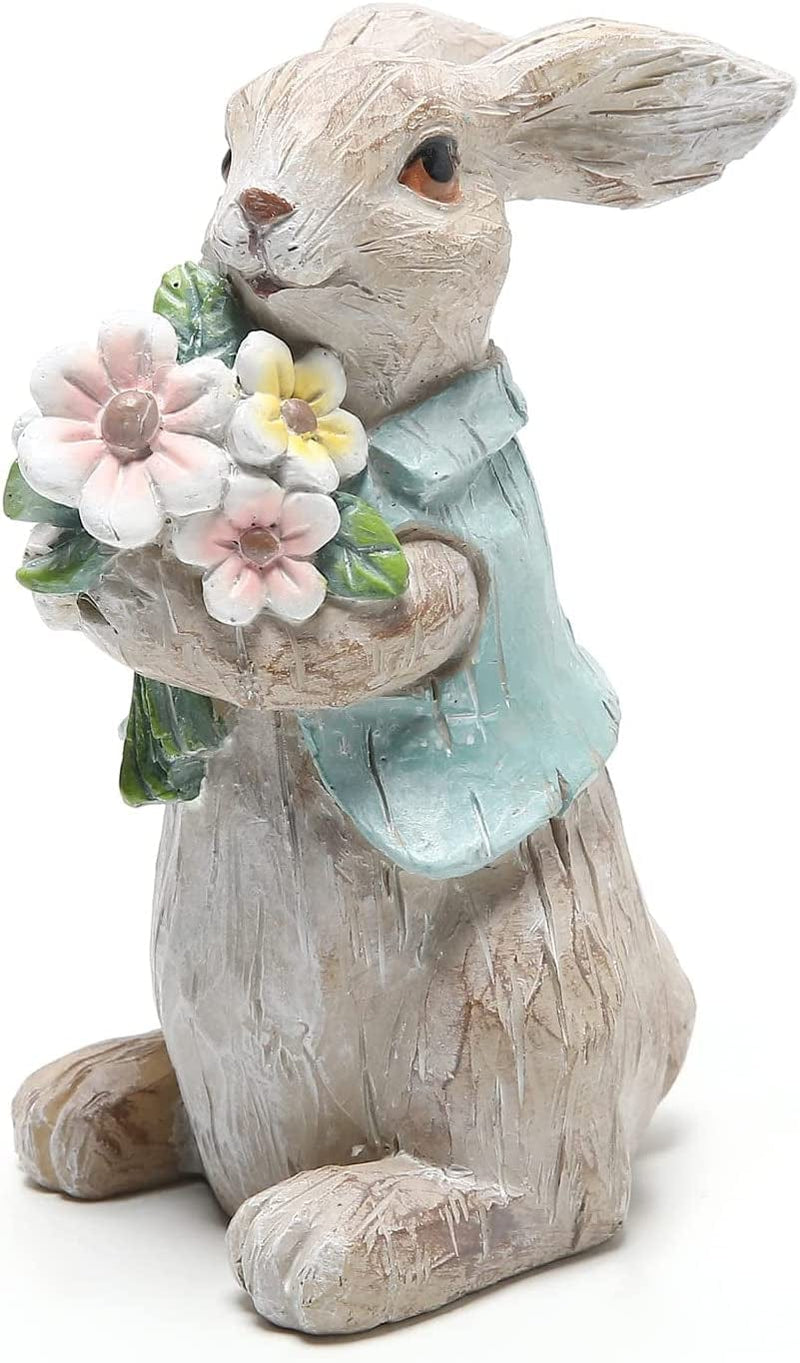Hodao Easter Bunny Decorations Spring Home Decor Bunny Figurines(Easter White Rabbit 2Pcs) Home & Garden > Decor > Seasonal & Holiday Decorations BOYON Spring Gray Rabbit  