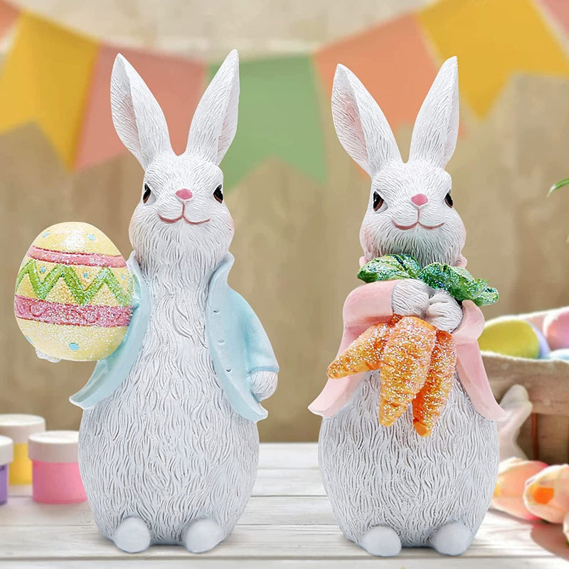 Hodao Easter Bunny Decorations Spring Indoor Home Decor Classic Rabbit Figurines Gifts
