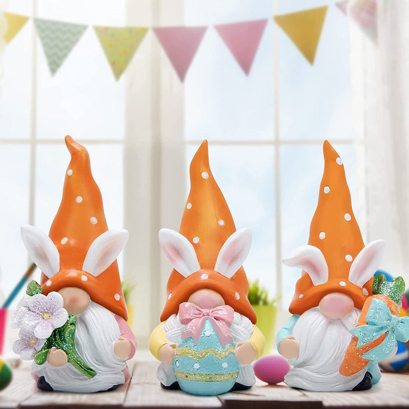 Hodao Easter Bunny Gnomes Decorations Spring Spring Table Centerpiece Gifts Set of 3 Nordic Swedish Nisse Scandinavian Tomte Elf Dwarf Indoor Home Decor Home & Garden > Decor > Seasonal & Holiday Decorations BOYON   