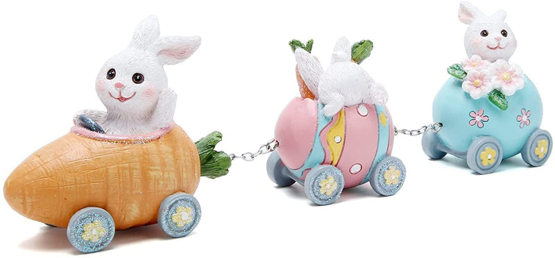 Hodao Easter Decorations Indoor Home Decor Easter Bunny Carrot Resurrection Egg Small Train Figurines Spring for Table Top Centerpiece Cute Easter Bunny Decor Gift (Easter White Rabbit Train) Home & Garden > Decor > Seasonal & Holiday Decorations BOYON Easter White Rabbit Train  