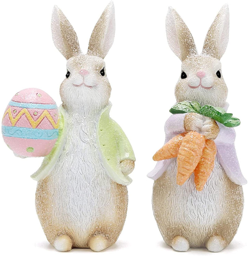 Hodao Set of 3 Easter Bunny Decorations Spring Easter Rabbit Decors Figurines Tabletopper Decorations for Party Home Holiday Cute Bunny Easter Day Decorations Home & Garden > Decor > Seasonal & Holiday Decorations BOYON Brown-couple  
