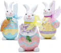 Hodao Set of 3 Easter Day Bunny Decorations Hear-No, See-No, Speak-No Bunny Collectible Figurines Decor Spring Bunny Decorations Gifts Rabbit Figurines Decorations Home Table Spring Bunny Decor