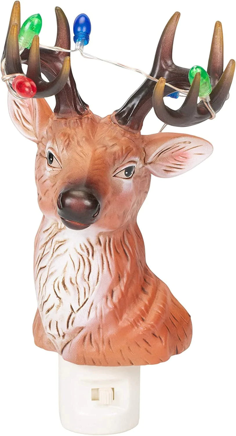 Holiday Deer with Blinking Light Antlers 8.75 Inch Acrylic Plug-In Bubble Night Light Home & Garden > Lighting > Night Lights & Ambient Lighting Roman   