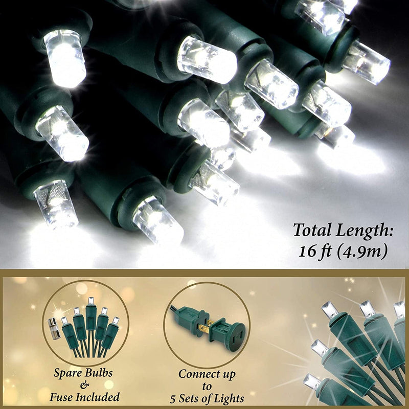 Holiday Essence 60 LED Mini Christmas Lights, Cool White - Professional Grade for Indoor & Outdoor Use - Energy Efficient LED Bulbs with Green Wire - UL Listed Home & Garden > Lighting > Light Ropes & Strings Holiday Essence   