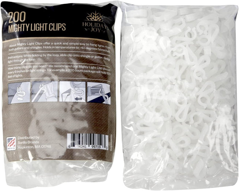 Holiday Joy - 200 Mighty Clip Lights - Quick & Easy Installation of Christmas Lights on Shingles & Gutters - Made in USA (200 Pack) Home & Garden > Lighting > Light Ropes & Strings Holiday Joy 200pc Mighty  