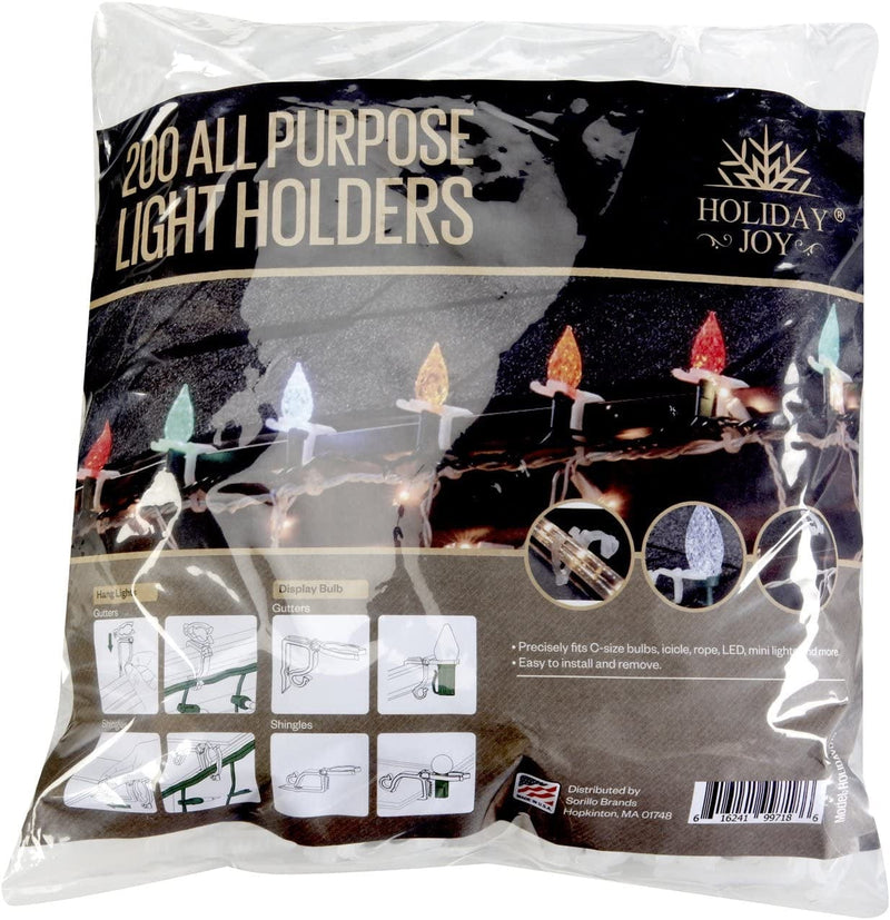 Holiday Joy - 200 Mighty Clip Lights - Quick & Easy Installation of Christmas Lights on Shingles & Gutters - Made in USA (200 Pack) Home & Garden > Lighting > Light Ropes & Strings Holiday Joy 200pc All-Purpose  