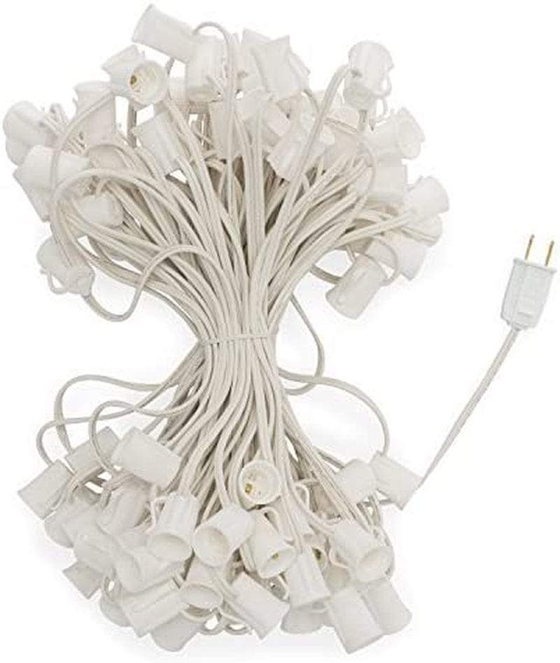 Holiday Lighting Outlet Christmas Light String | 100' Green Cord with 12" Spacing between Sockets | Fits E17 Base Light Bulbs