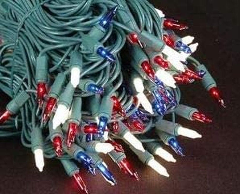 Holiday Pride Patriotic String Lights - Red White Blue Mini Lights with Green Wire - Indoor/Outdoor Use - UL Listed - Set of 100 Home & Garden > Lighting > Light Ropes & Strings Holiday Pride   