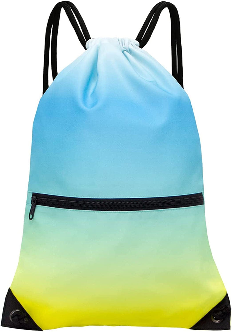HOLYLUCK Drawstring Backpack Bag Sport Gym Sackpack Home & Garden > Household Supplies > Storage & Organization HOLYLUCK Gradient Yellow Blue  