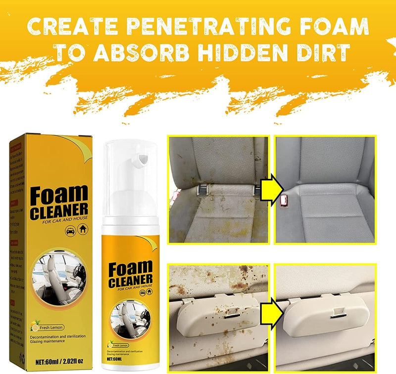 Home Cleaning Foam Cleaner Spray Mult, Foam Cleaner for Car and House Lemon Flavor, All-Purpose Household Cleaners for Kitchen, Bathroom, Car (1Pcs60Ml) Home & Garden > Household Supplies > Household Cleaning Supplies Meiyamyum   