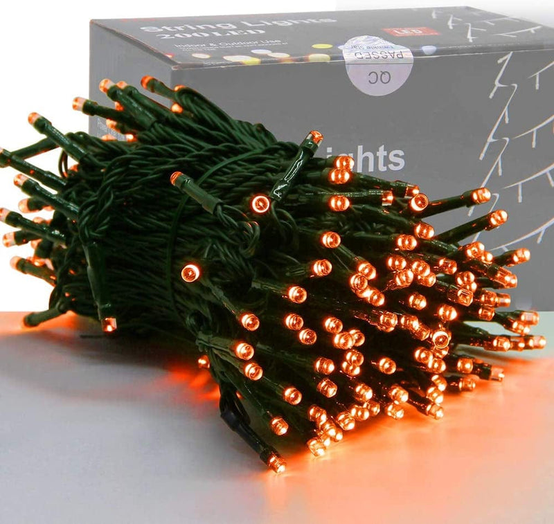 HOME LIGHTING 66Ft Christmas Decorative Mini Lights, 200 LED Green Wire Fairy Starry String Lights Plug In, 8 Lighting Modes, for Indoor Outdoor Xmas Tree Wedding Party Decoration (White) Home & Garden > Lighting > Light Ropes & Strings HOME LIGHTING Orange  