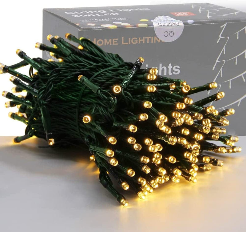HOME LIGHTING 66Ft Christmas Decorative Mini Lights, 200 LED Green Wire Fairy Starry String Lights Plug In, 8 Lighting Modes, for Indoor Outdoor Xmas Tree Wedding Party Decoration (White) Home & Garden > Lighting > Light Ropes & Strings HOME LIGHTING Warm White  