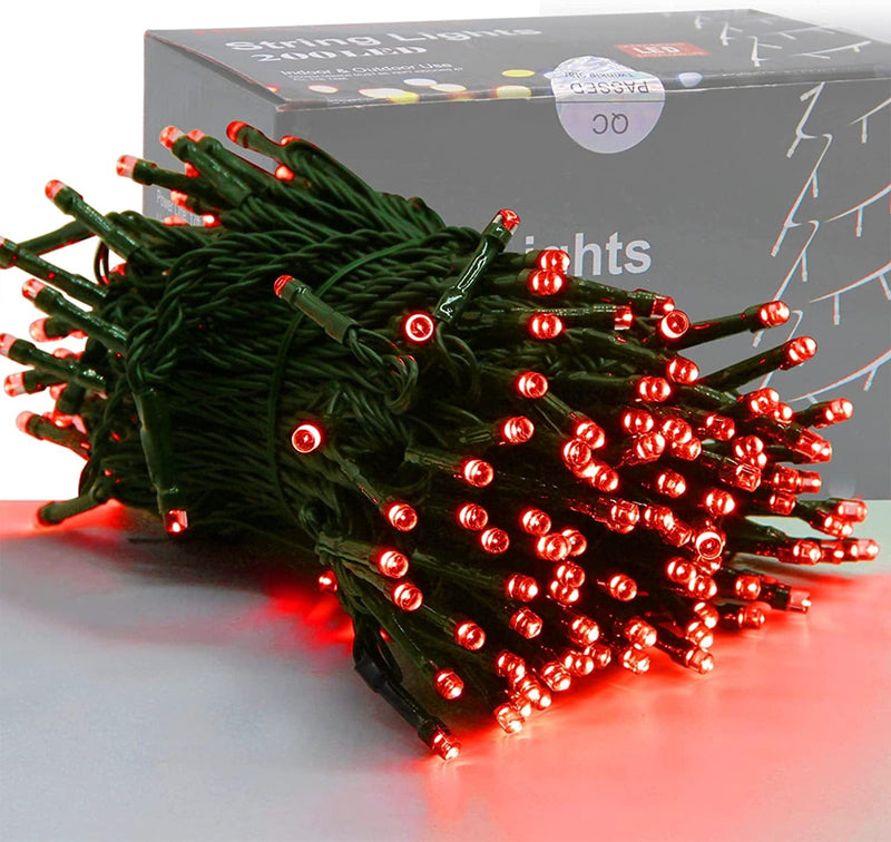 HOME LIGHTING 66Ft Christmas Decorative Mini Lights, 200 LED Green Wire Fairy Starry String Lights Plug In, 8 Lighting Modes, for Indoor Outdoor Xmas Tree Wedding Party Decoration (White) Home & Garden > Lighting > Light Ropes & Strings HOME LIGHTING Red  