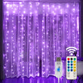 HOME LIGHTING Window Curtain String Lights, 300 LED 8 Lighting Modes Fairy Copper Light with Remote, USB Powered Waterproof for Christmas Bedroom Party Wedding Home Garden Wall Decorations, Multicolor Home & Garden > Lighting > Light Ropes & Strings HOME LIGHTING Purple  