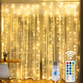 HOME LIGHTING Window Curtain String Lights, 300 LED 8 Lighting Modes Fairy Copper Light with Remote, USB Powered Waterproof for Christmas Bedroom Party Wedding Home Garden Wall Decorations, Multicolor Home & Garden > Lighting > Light Ropes & Strings HOME LIGHTING Warm White  