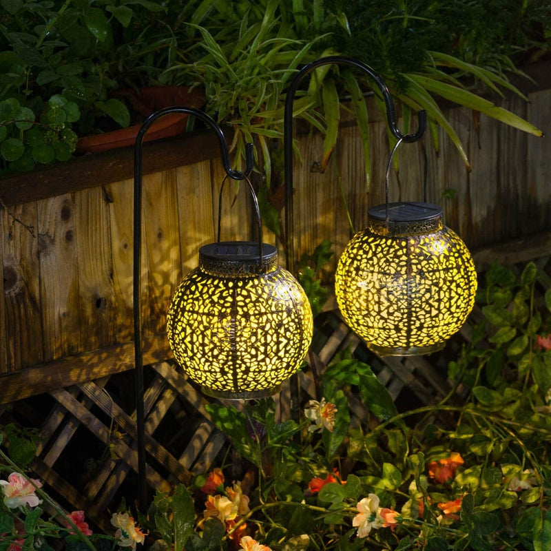 Homeimpro 2 Pack Solar Lantern Hanging Garden Outdoor Lights Metal Waterproof LED Table Lamp Home & Garden > Lighting > Lamps Homeimpro   
