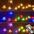 Homeleo 25Ft 50 LED Multicolor Star String Lights for Bedroom Decorations, Battery Operated Led Christmas Lights for Apartment Dorm Room Decor(Remote/Timer/Warm White Multicolor Combination) Home & Garden > Lighting > Light Ropes & Strings Homeleo Multicolor  
