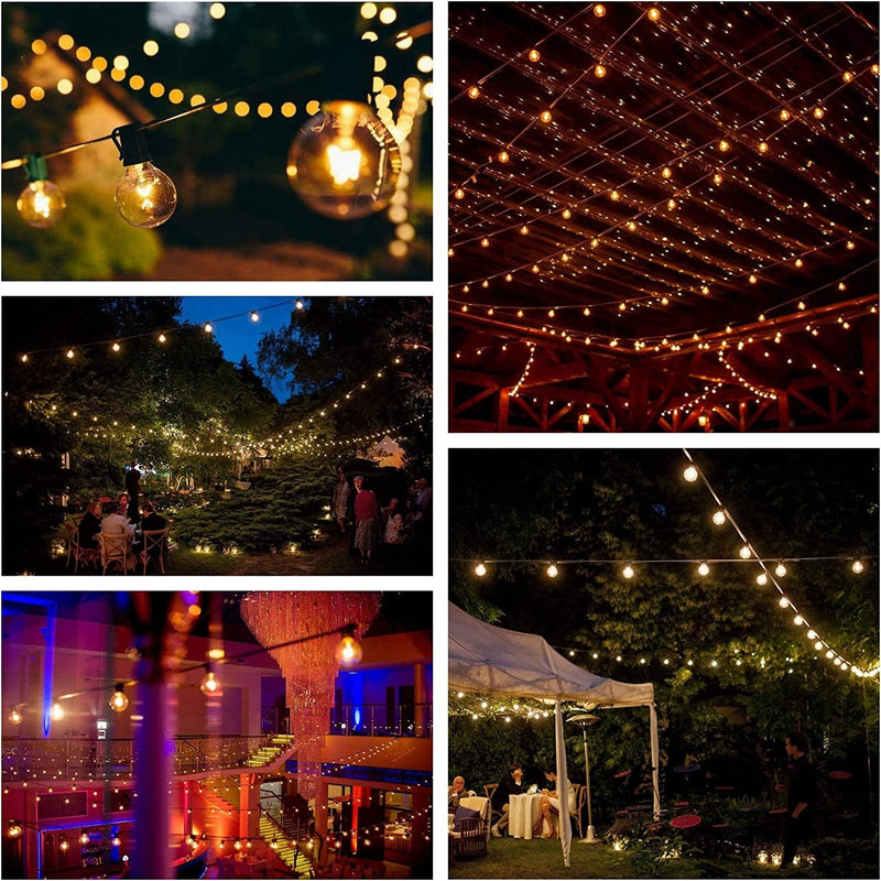 Hometown Evolution, Inc. 100 Foot Globe String Lights - 105 G40 Clear Bulbs (5 Extra) - Black Wire - Outdoor String Lights for Patio Cafe Bistro Deck Backyard Market Party and Wedding Lighting Home & Garden > Lighting > Light Ropes & Strings Hometown Evolution, Inc.   