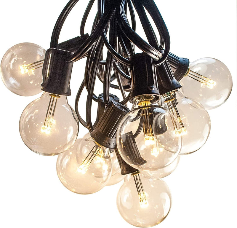 Hometown Evolution, Inc. 100 Foot Globe String Lights - 105 G40 Clear Bulbs (5 Extra) - Black Wire - Outdoor String Lights for Patio Cafe Bistro Deck Backyard Market Party and Wedding Lighting Home & Garden > Lighting > Light Ropes & Strings Hometown Evolution, Inc. 100 Foot - LED G40 Bulbs - Black Wire  