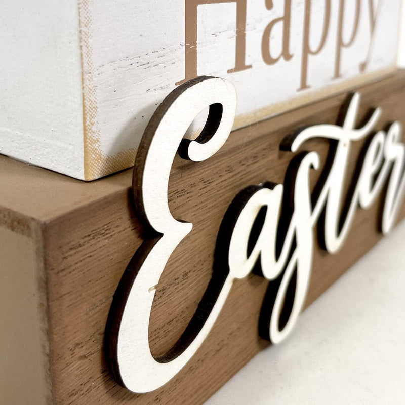 Homirable 2 Pack Happy Easter Decorations Rabbit Truck Décor Spring Rustic Wooden Block Vintage Funny Bunny Home Décor Farmhouse Signs Gift for Garden Indoor Holiday Home & Garden > Decor > Seasonal & Holiday Decorations HOMirable   
