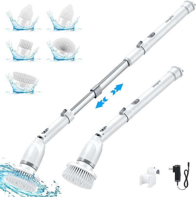Homyeko Electric Spin Scrubber for Bathroom, Scrubber Cleaning Brush, Shower Scrubber with Long Handle, Power Scrubber Brush for Tub, Floor, Car Wheel, Tile Cleaning, 5 Replaceable Brush Heads Home & Garden > Household Supplies > Household Cleaning Supplies Homyeko   