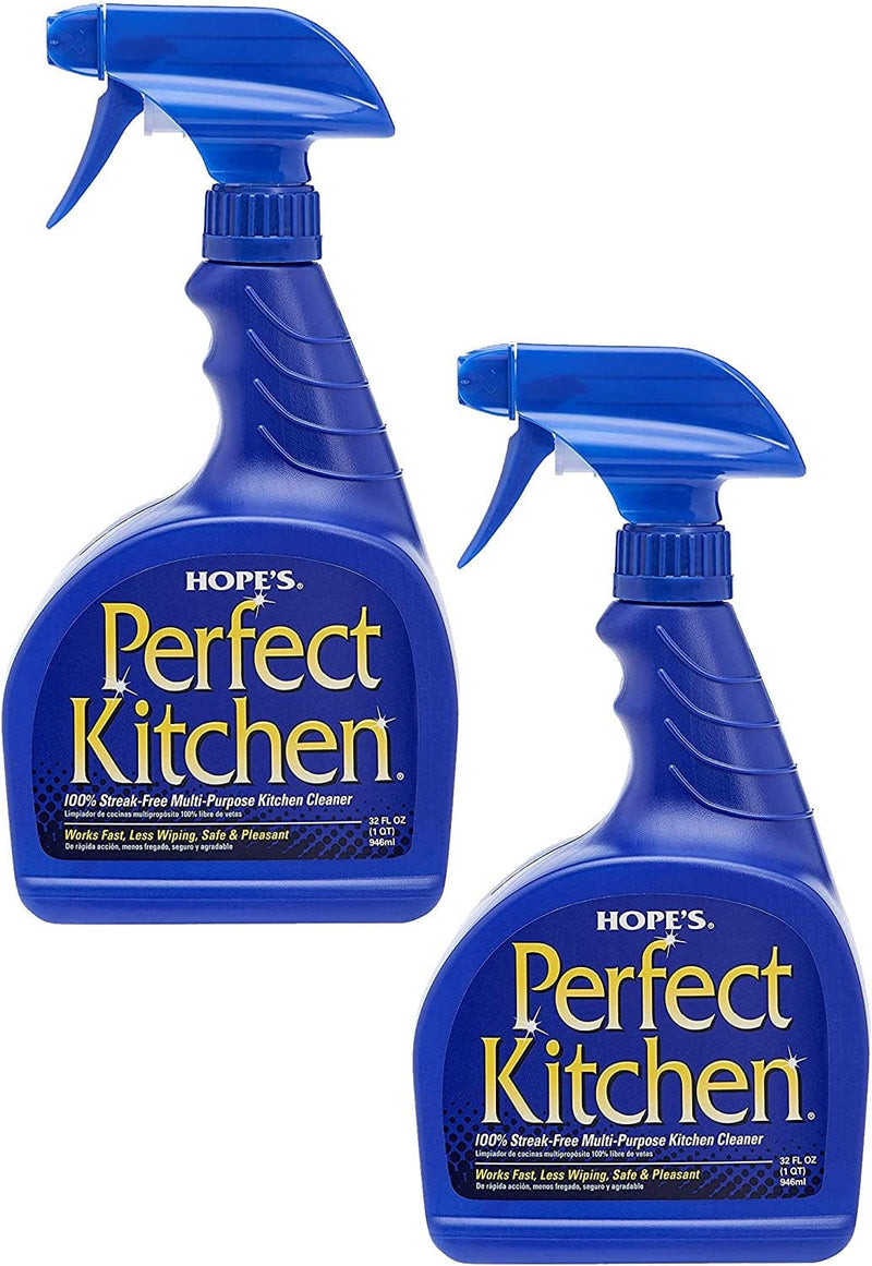 HOPE'S Perfect Kitchen Cleaner, 32-Ounce, Multi-Purpose Kitchen Cleaning Spray, No-Residue Formula, Cuts through Grease, Fast Cleanup, Safe for Home Use Home & Garden > Household Supplies > Household Cleaning Supplies Hope's 2-Pack  