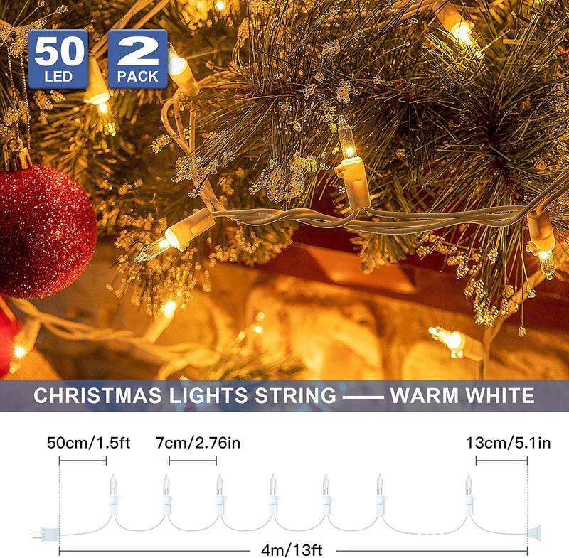 Hopolon 2PACK 50-Count Set Clear Christmas Lights with White Wire,Incandescent Bulb Mini String Lights for Holiday,Christmas Tree,Party, Wedding, Xmas, Home,Indoor & Outdoor Decorations(Warm White) Home & Garden > Lighting > Light Ropes & Strings Hopolon   