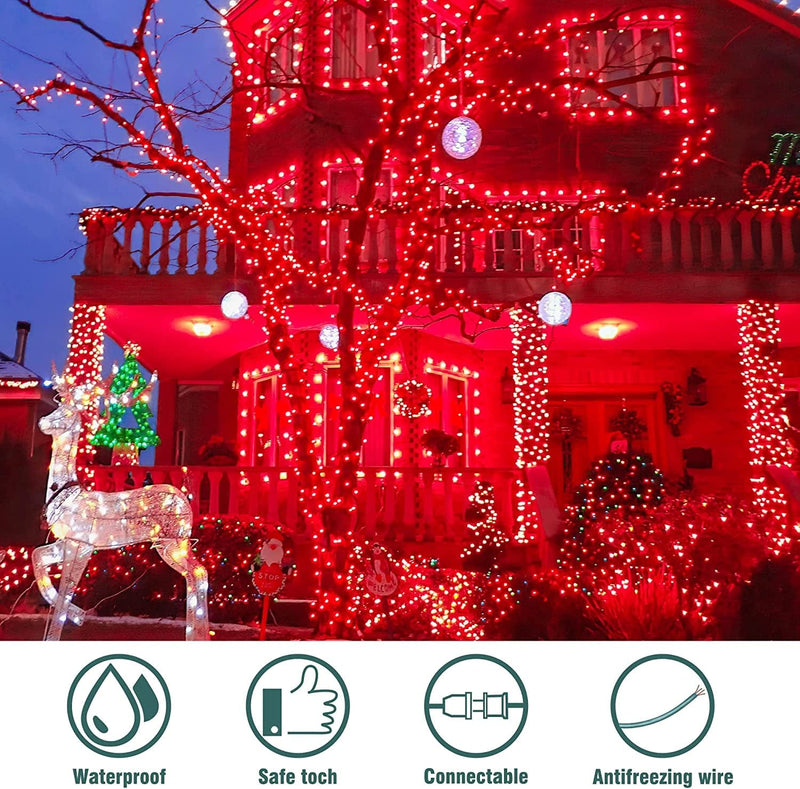 Hopolon Red Christmas Mini String Lights 2 Set 50Count 13Feet Incandescent Bulb Mini String Lights Waterproof for Indoor Outdoor Christmas Tree Garland Birthday Wedding Party Festival Decor,Red Home & Garden > Lighting > Light Ropes & Strings Hopolon   