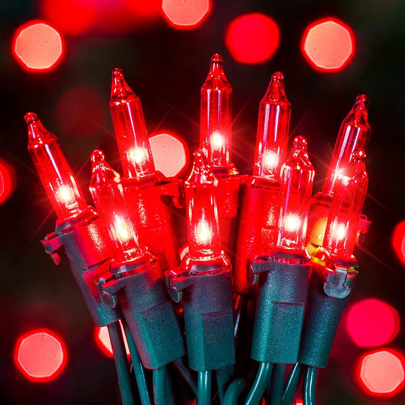 Hopolon Red Christmas Mini String Lights 2 Set 50Count 13Feet Incandescent Bulb Mini String Lights Waterproof for Indoor Outdoor Christmas Tree Garland Birthday Wedding Party Festival Decor,Red Home & Garden > Lighting > Light Ropes & Strings Hopolon Red 2PACK, 50 count 